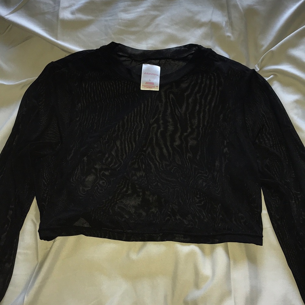 Mesh long sleeve crop top